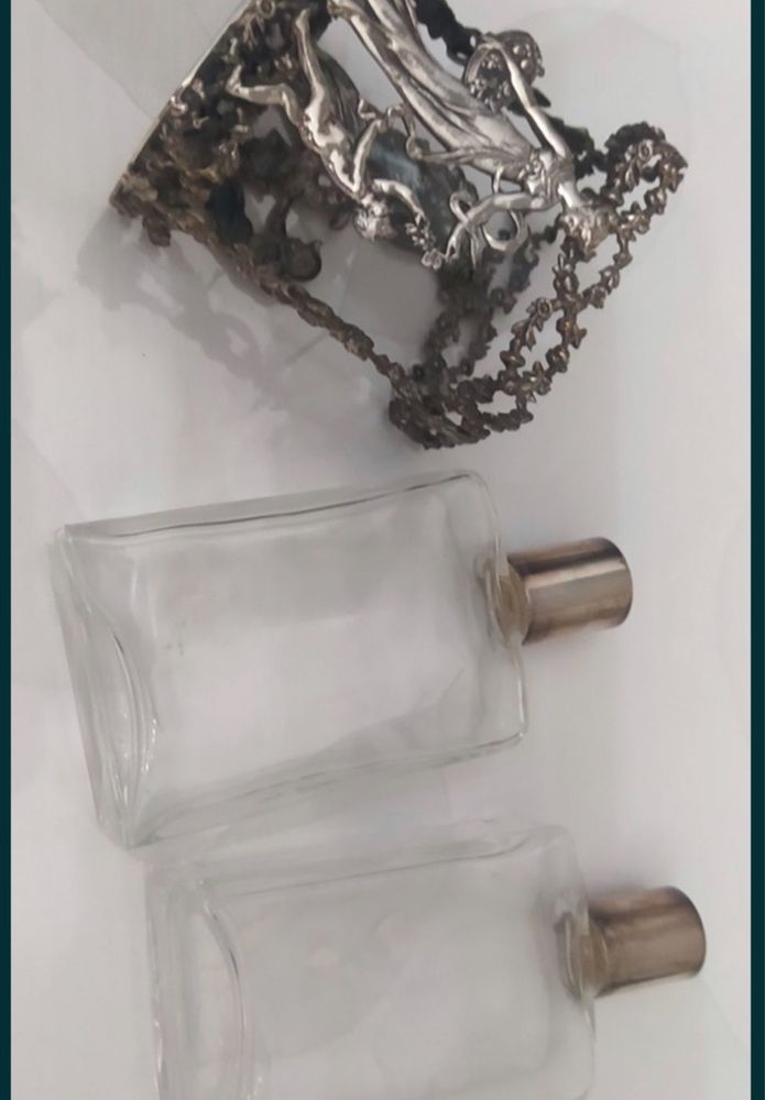 Sticluțe vechi de parfum in suport argint 800