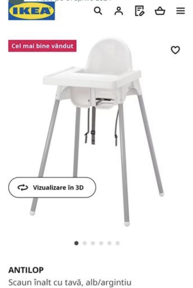 Vand scaun inalt cu tava Antlop IKEA