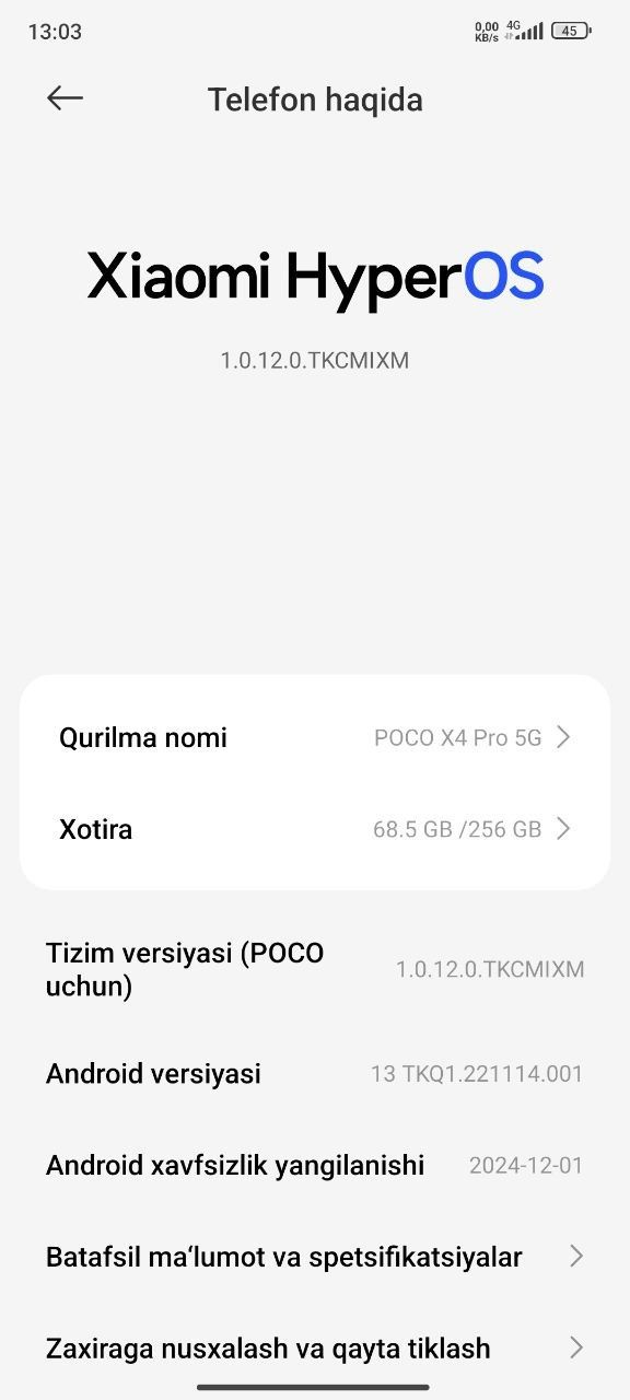 POCO X4 PRO 5G sotiladi