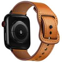 Curea piele naturala, pentru Apple Watch SE-1, Display 42-49 mm, Brown