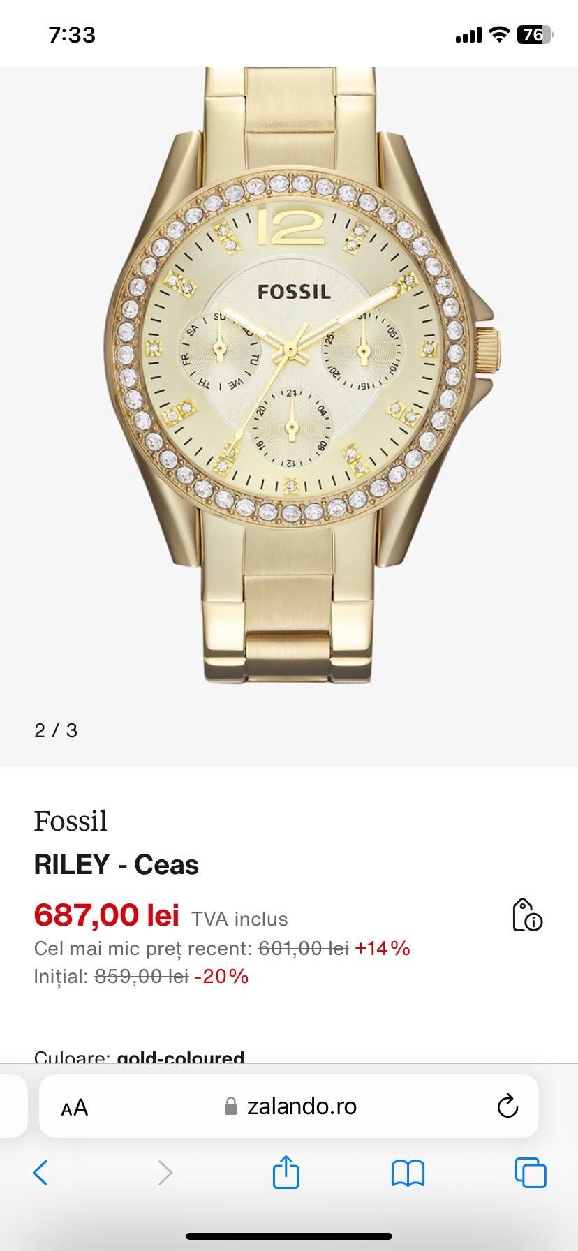 Ceas de dama Fossil Riley