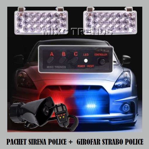 Pachet Sirena Police + Girofar Strabo Police