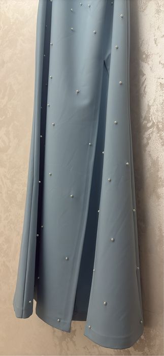 Rochie elegantă bleu cu perle – NOUĂ, doar probată