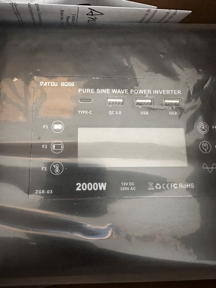 Invertor Datouboss 2000W 12V 24V Pure Sine Wave NOU