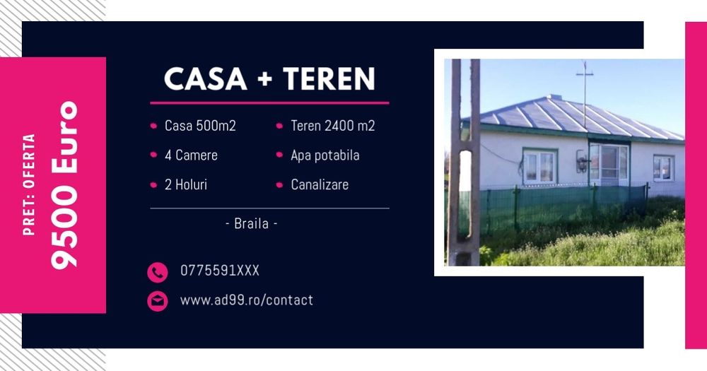 Casa + Teren 2900m2 de vânzare
