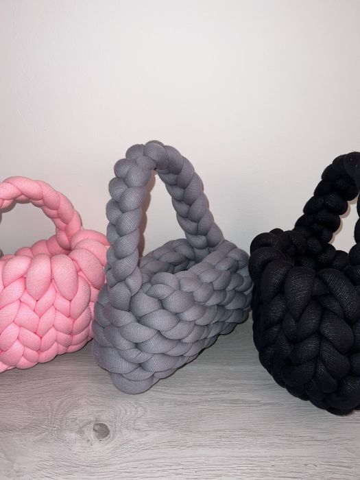 Дамски плетени чанти - розов, сив, черен