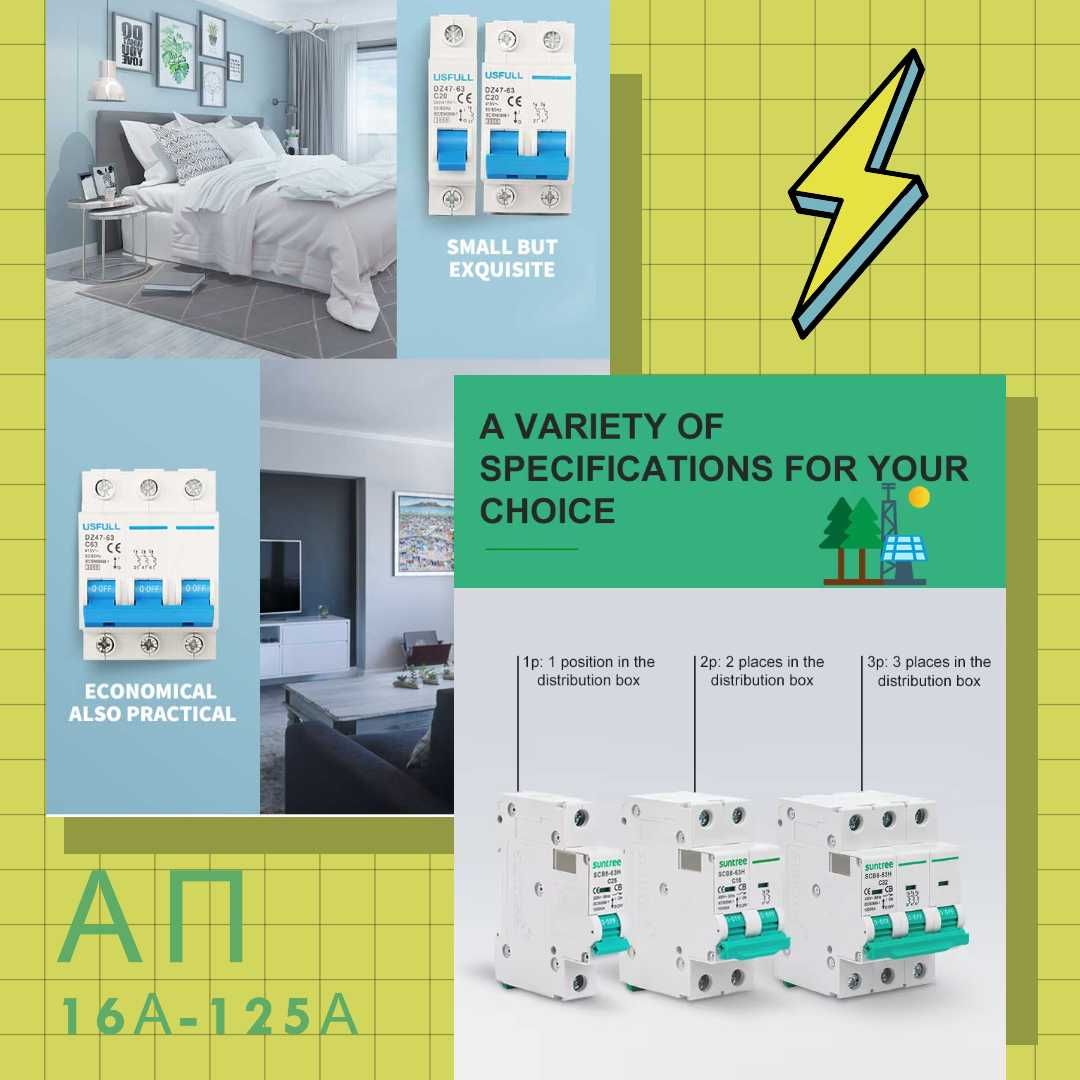 SUNTREE/USFULL AC автоматичен предпазител за фотоволтаици 400v/16А-63А