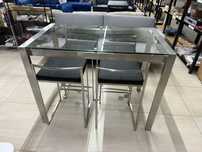 Masa de bar sticla cu 4 scaune incluse inox  - Set - Lumisource