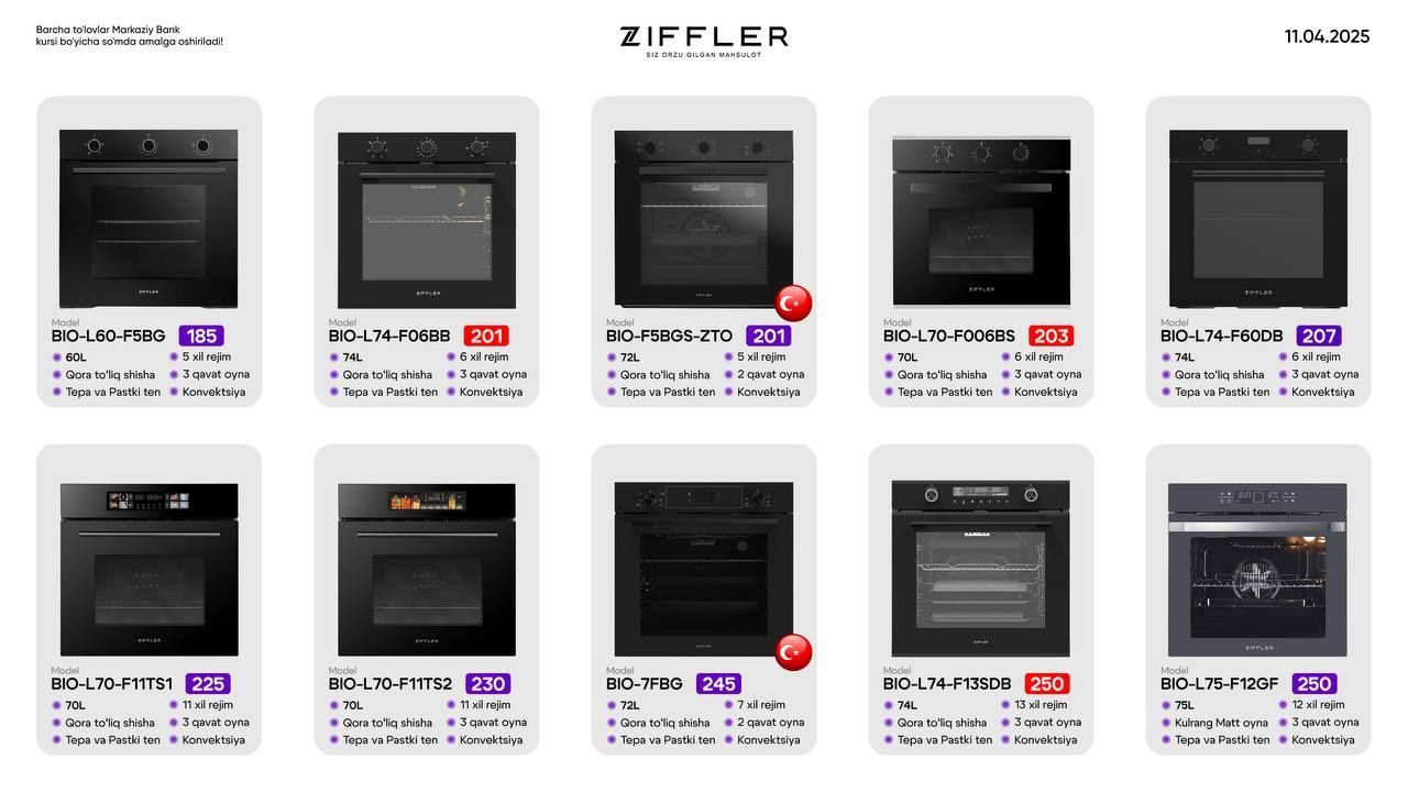 Духовая печь ZIFFLER optim malika siklat 2025new