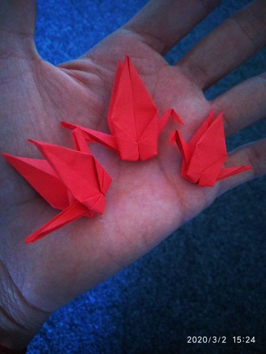 Журавли оригами. Скрабукинг. Украшение из бумаги.