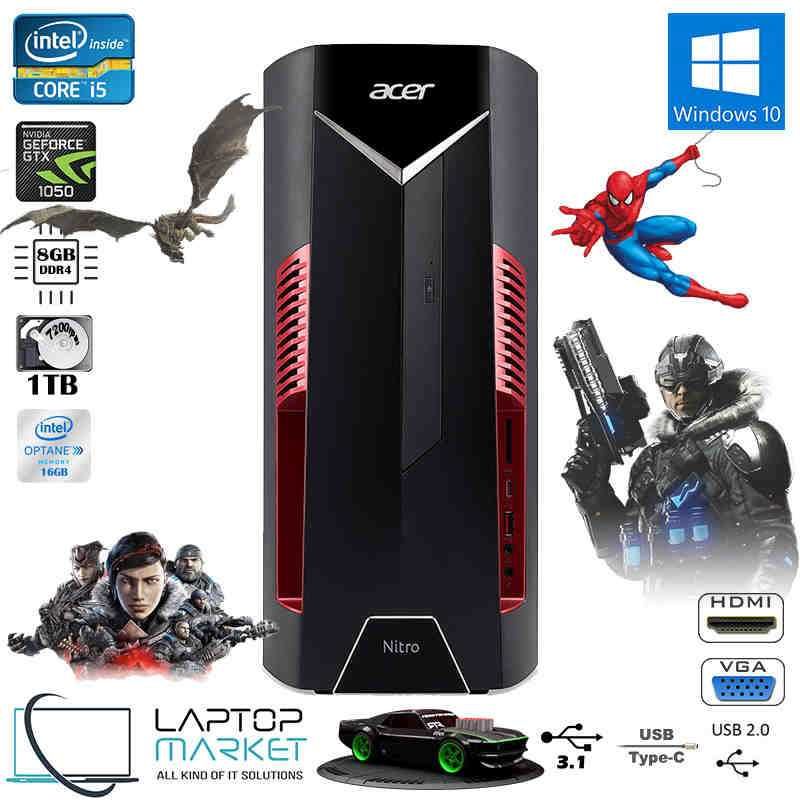 Компютър Acer Nitro N50-600 ,i5-8600 ,16GB ,SSD-512+2TB ,GTX1070ti-8GB