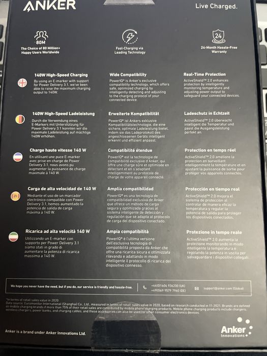 Power bank Anker 737 , power core 24k,140w high speed