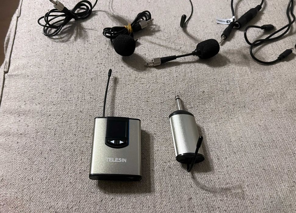 Set microfon wireless headset lavalier 3 microfoane complet