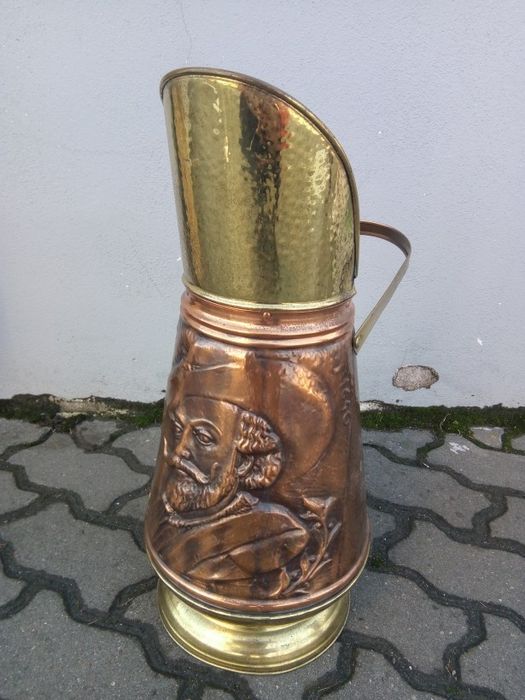 Elegant suport antic pentru bastoane, umbrele din cupru și alama ,pies