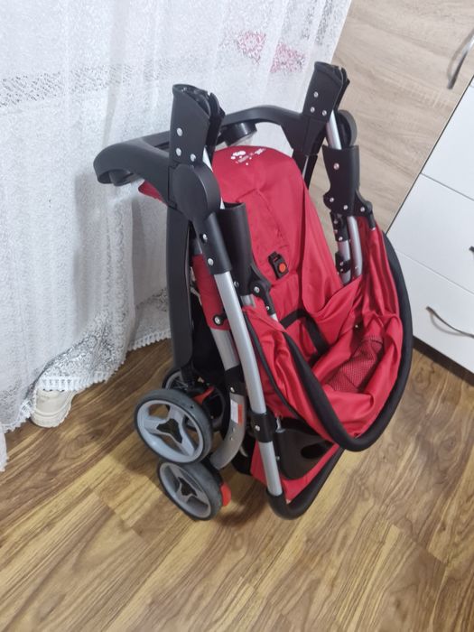 Carucior cu maner reversibil Juju, I Love My Parents, Rosu