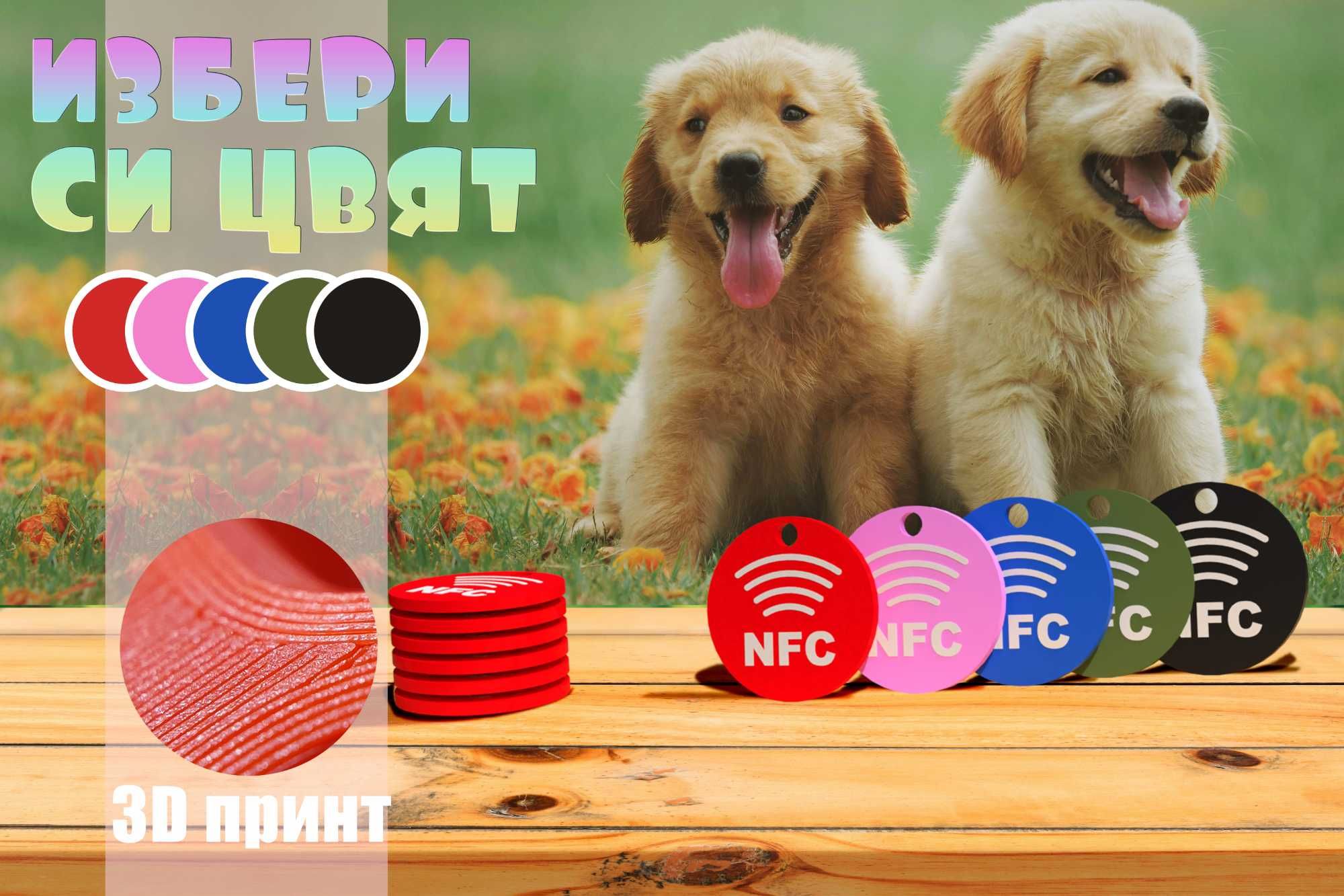 Висулка с NFC чип за домашен любимец/NFC висулка за кучешки нашийник