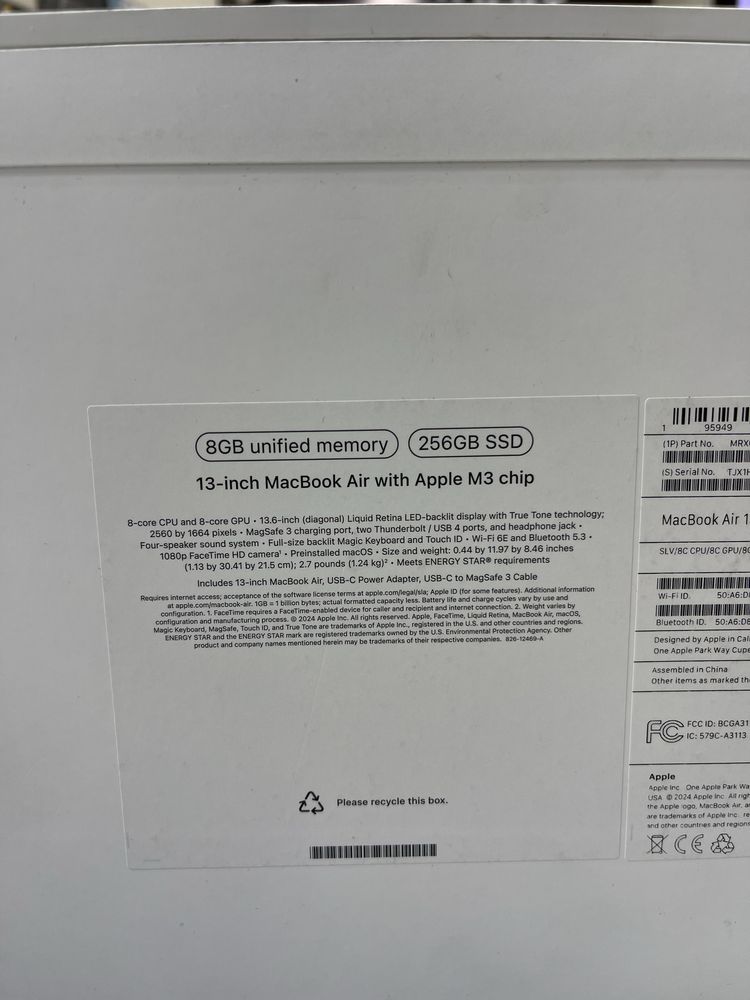 MacBook Air 13 M3 8/256 Yengi Новый