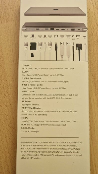 Docking laptop / telefon Samsung MacBook Ipad Dell Huawei chromebook