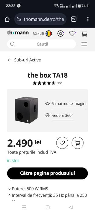 Cutie incinta subwoofer bass the box 18 inch