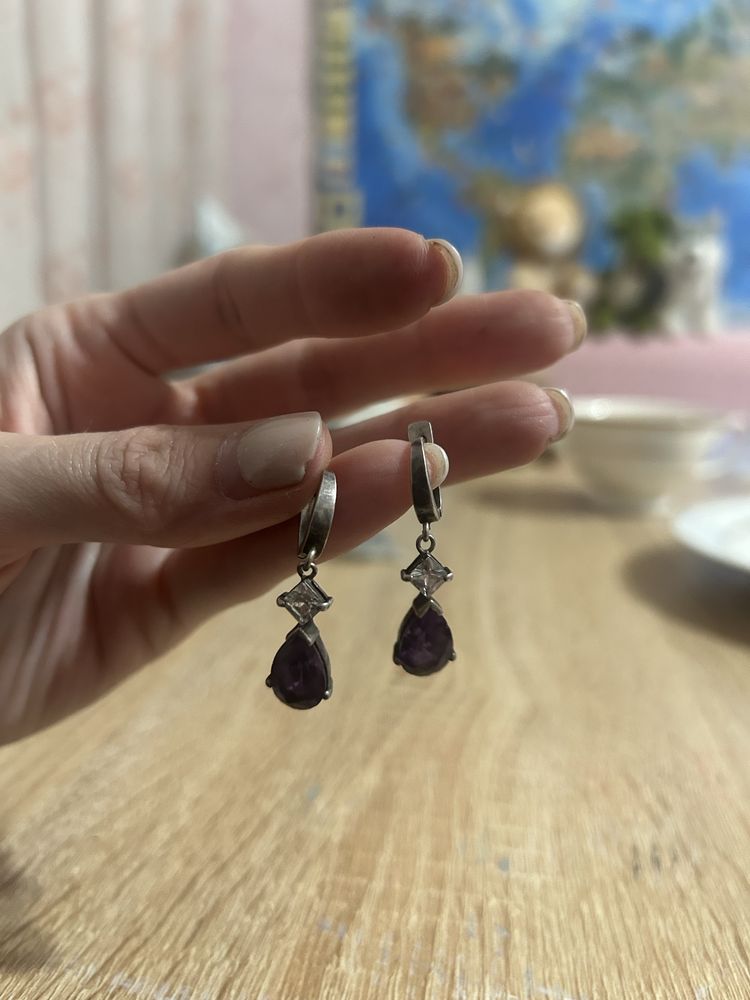 Серги серебряные
