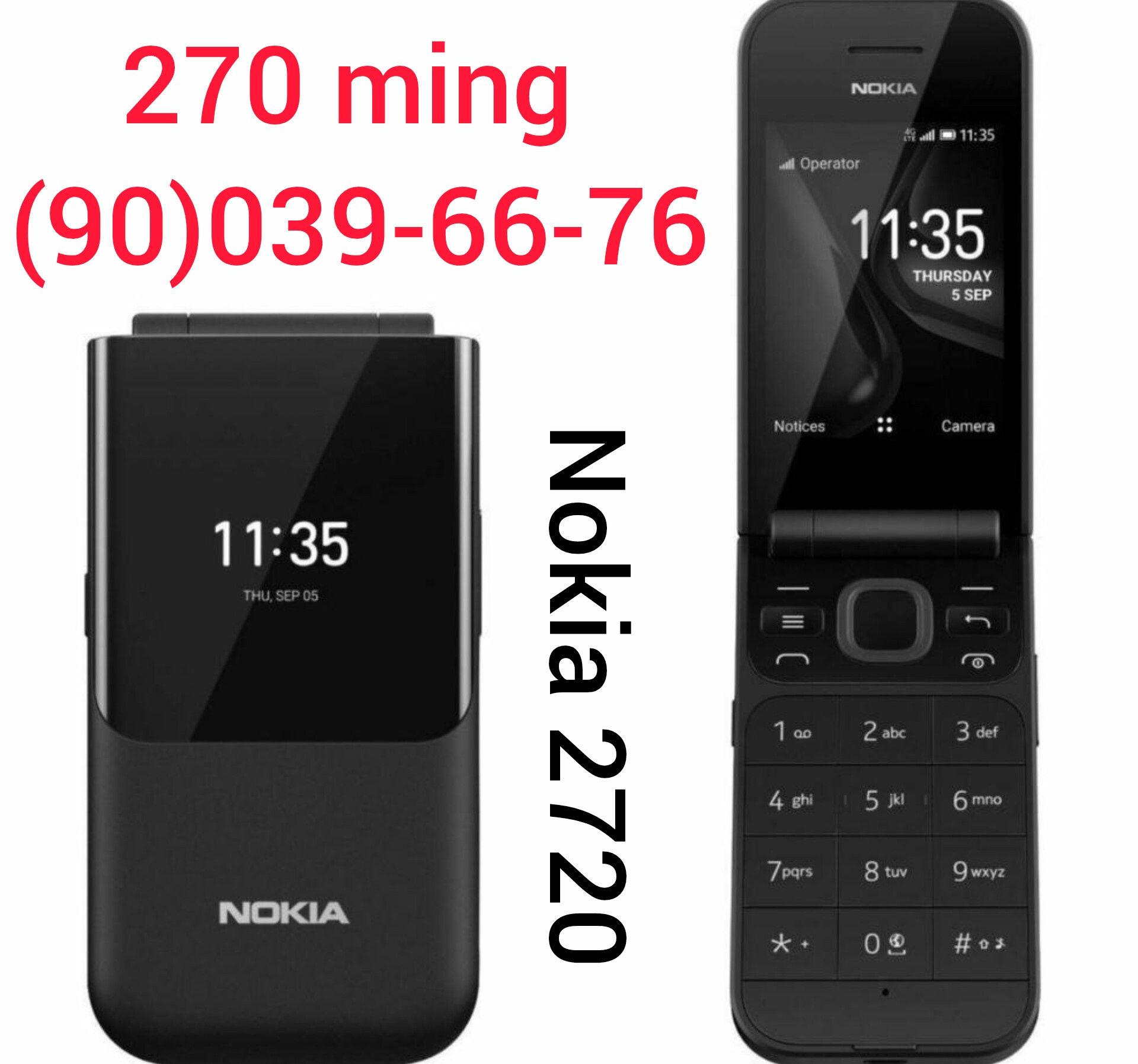 Nokia 2720 flip, YENGI, Viloyatlaga BTS pochta orqali yuboramiza 24/7.