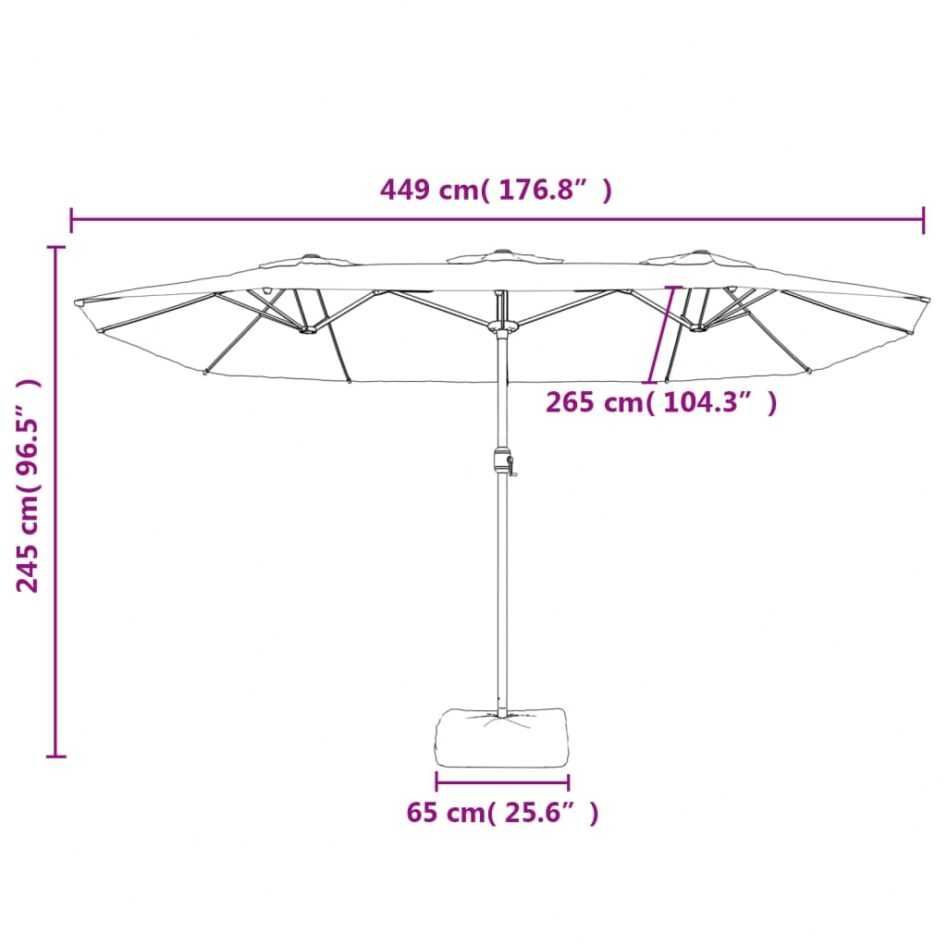 Umbrela de soare gradina/terasa cu lumini LED 450×245 cm Roșu Bordo