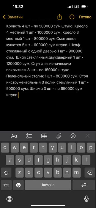 Med mebellar sotiladi, hammasini xolati zoor, narxi rasmni oxirida.