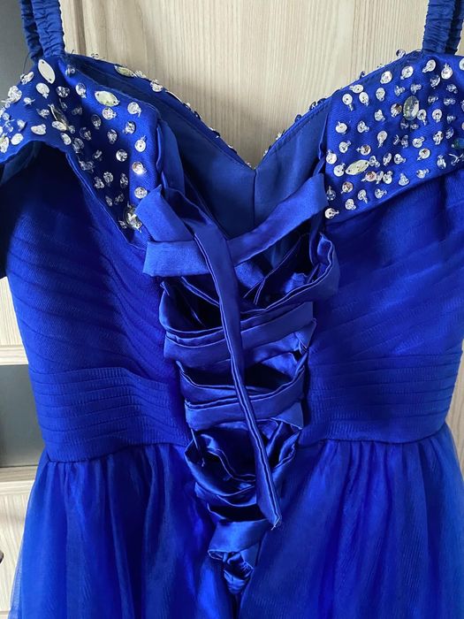 Rochie eleganta de seara, lungă, tul paiete, mărimea S, purtată o dată