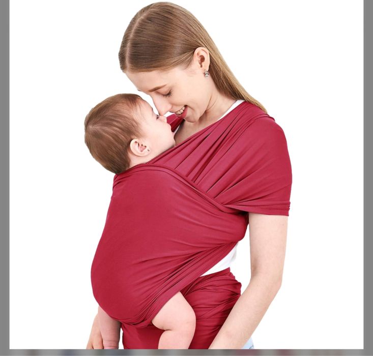 Wrap elastic bumbac bebe/sistem de purtare rosu