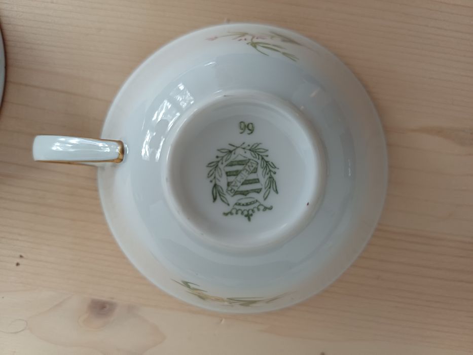Set 6 cescute si farfurioare portelan Weimar, servire cafea, vintage