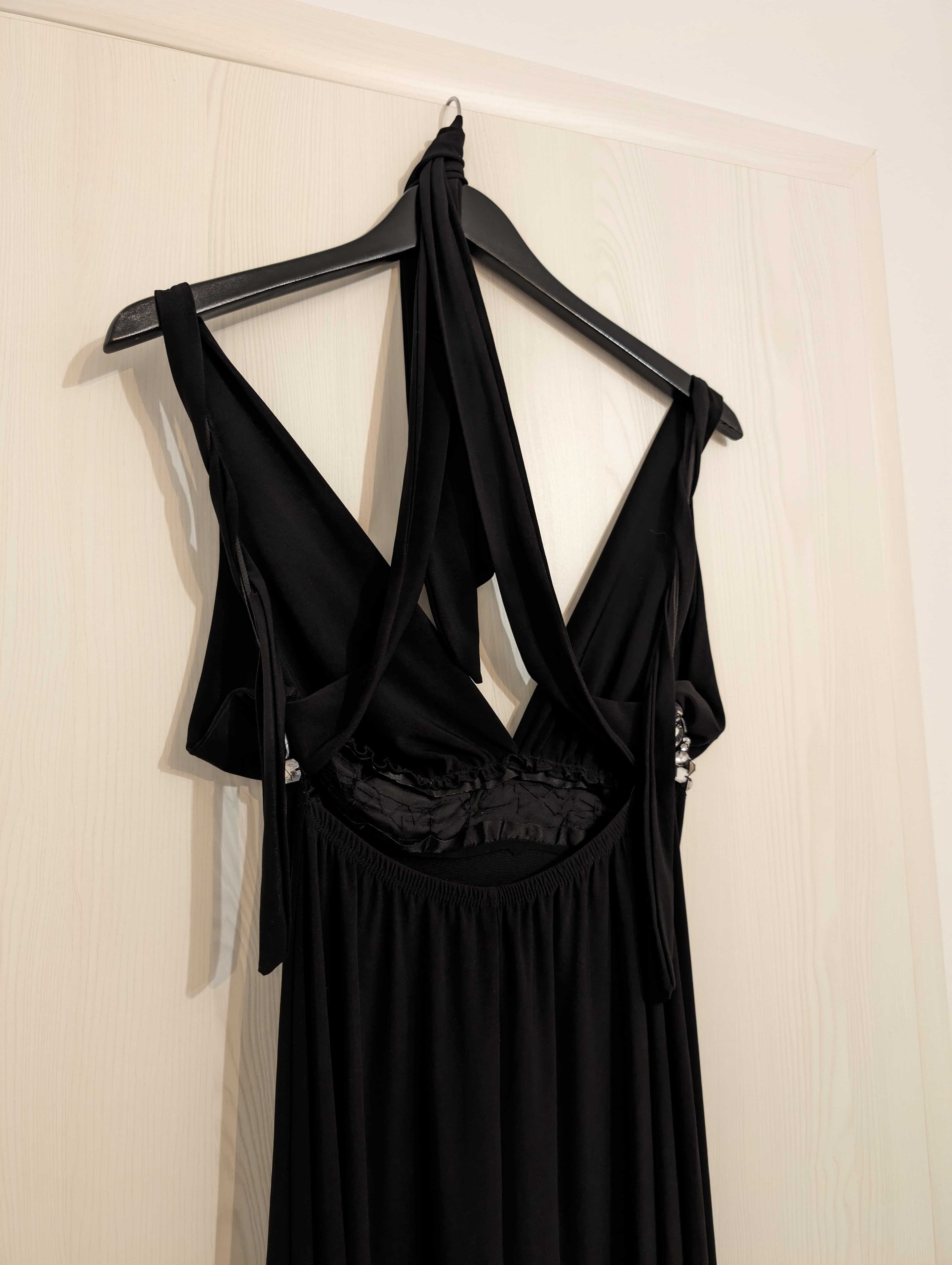 Rochie de seara (bal/nunta/botez) - lunga, neagra, spatele gol - M/L