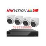 5MP HIKVISION Комплект за Видеонаблюдение с 4 Камери COLORVU и DVR