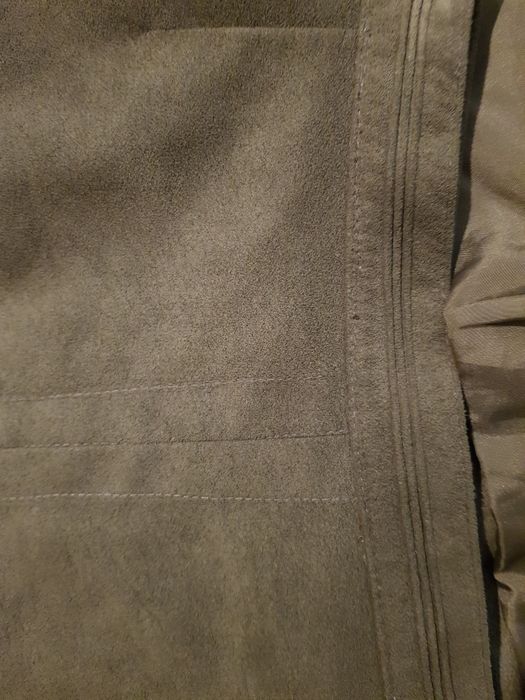 Costum verde kaki din piele intoarsa naturala XS