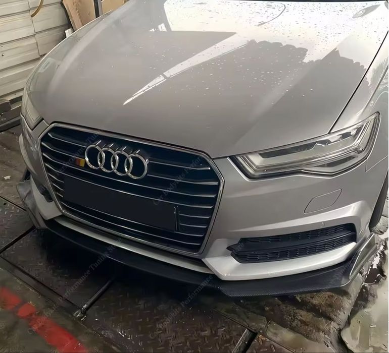 Lip prelungire bara fata S6 Audi A6 C7 S-Line 2011-2018 negru lucios