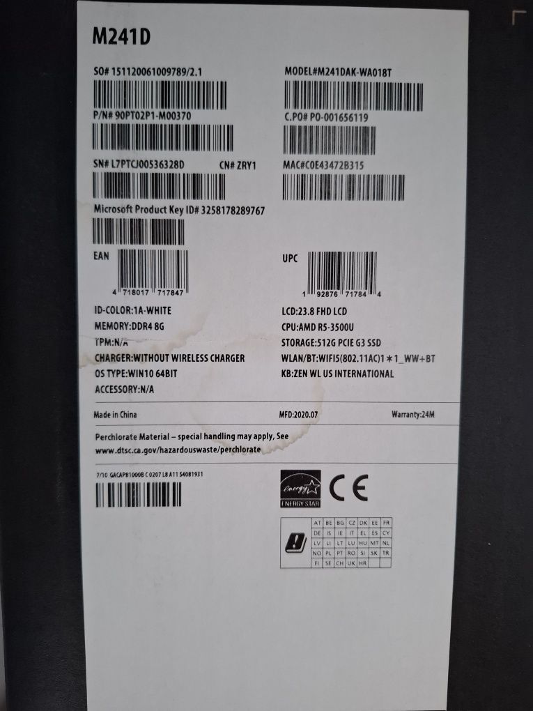 PC All-In-One ASUS M241D, putin folosit cu WINDOWS 11 preinstalat
