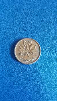 Монета 1 цент Канада 1959