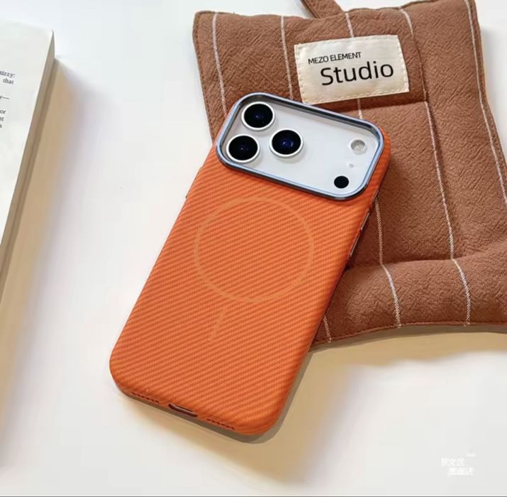 Iphone 17 17 AIR 17 PRO 17 PRO MAX Husa Magsafe Carbon Texture Orange