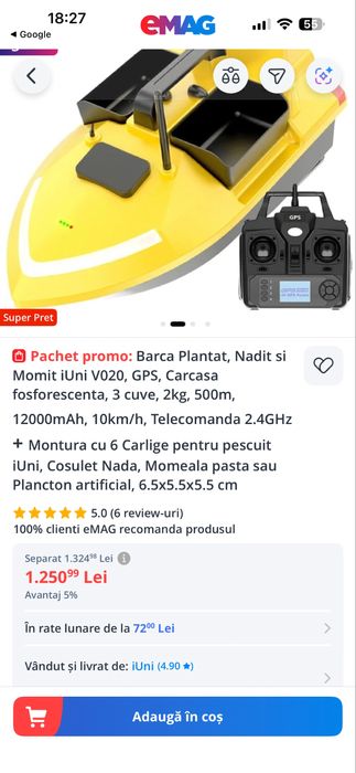 Barcuta cu gps 500M 3 cuve navomodel pentru plantat