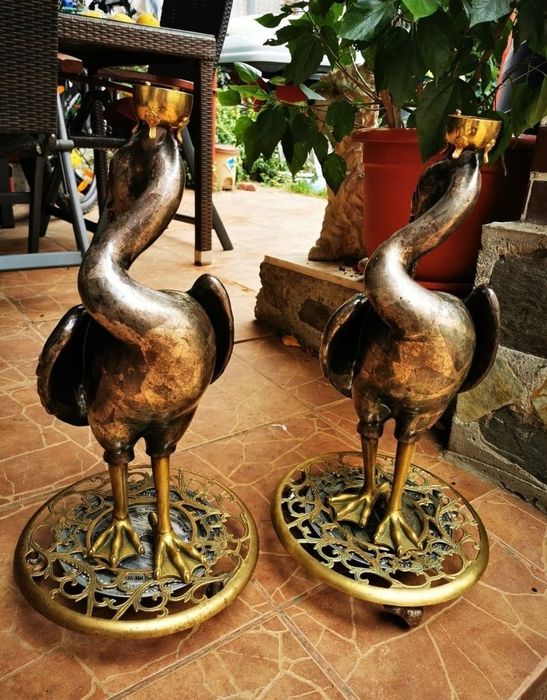 Vând păsări decorative lemn bronz exponat unicat