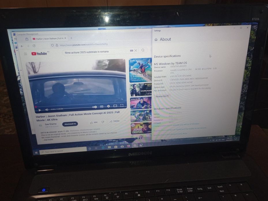 MedionE7214, Intel i3, 500gb HDD, display mare, Windows 10+Office