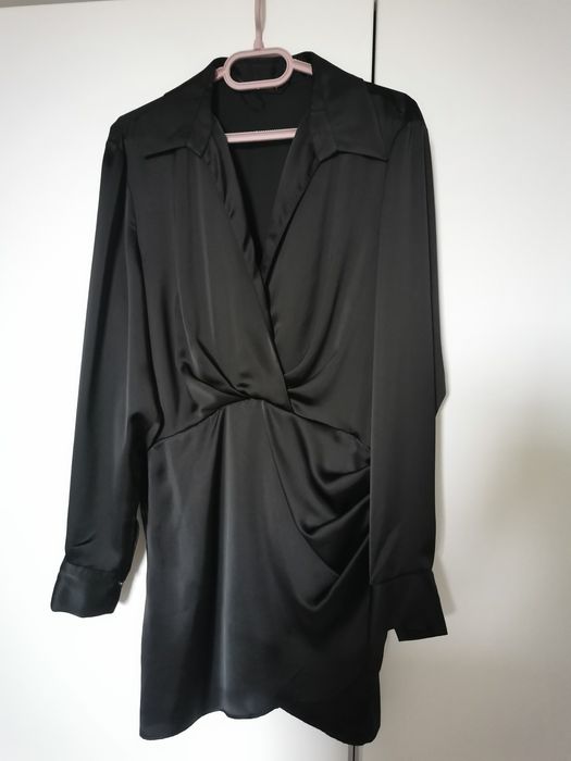 Рокля черна сатенена ZARA, размер L