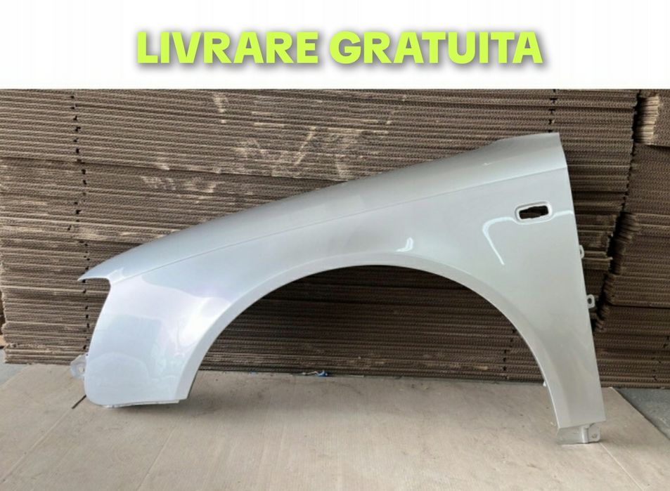 Aripa stanga fata vopsita gri cod vopsea LY7W Audi A4 B7 2004 - 2007