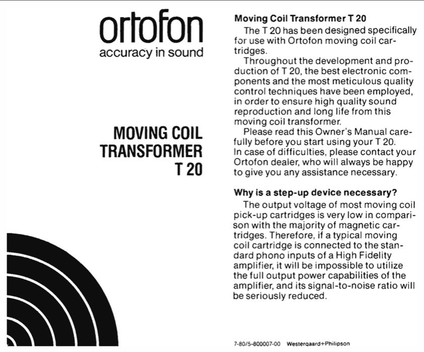 Ortofon T-20 Step Up Transformer