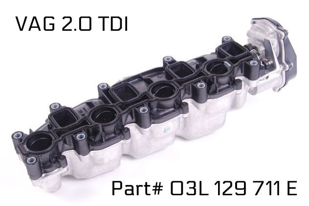 2.0 TDI колектор, вихрови клапи, P2016, P2015, 03L129711E, 03L129711AG