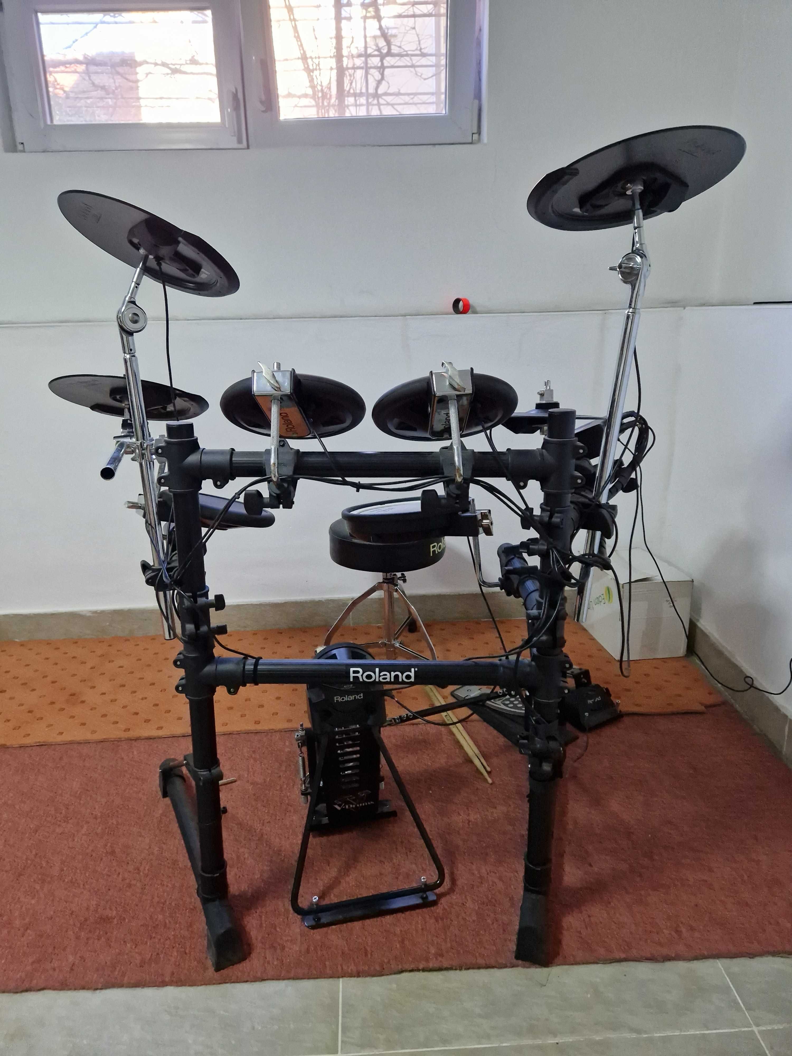 Set tobe electronice Roland V-Drums TD3,pedala dubla Pearl,Boxa Sony