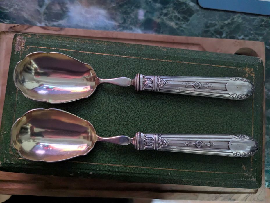 Lingura si furculita cu mânere argint masiv puritate 950/1000 Minerva