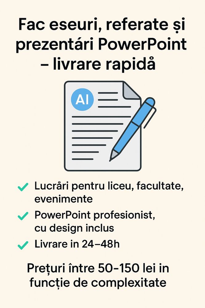 Fac eseuri,referate,prezentari PowerPoint la urgenta