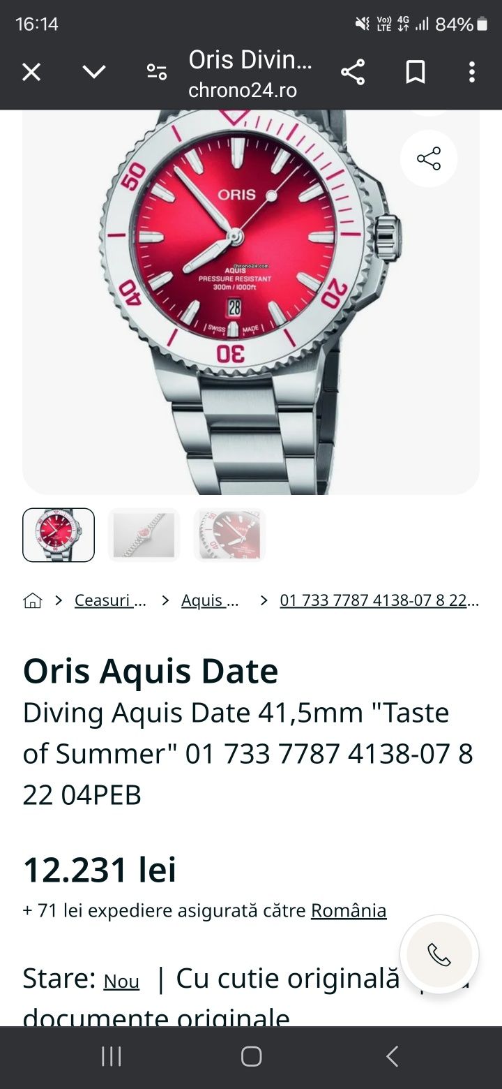 Vand Super Ceas ORIS Automatic Nou IEFTIN