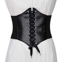 Centura tip corset, stil gotic, ajustabila, piele ecologica, 65-80 cm