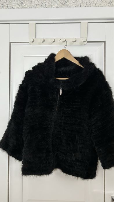 Черная шуба на осень,вязанная норка